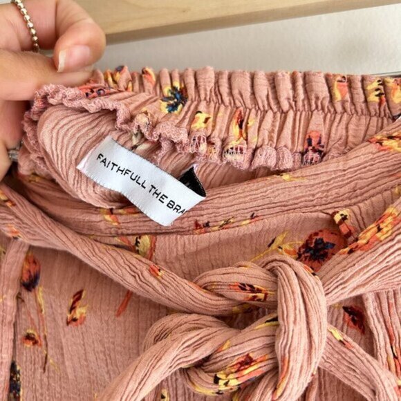 Faithfull the Brand Pants Tiki Tiki Wide Leg Floral Pants Pink Size XS - Picture 7 of 8